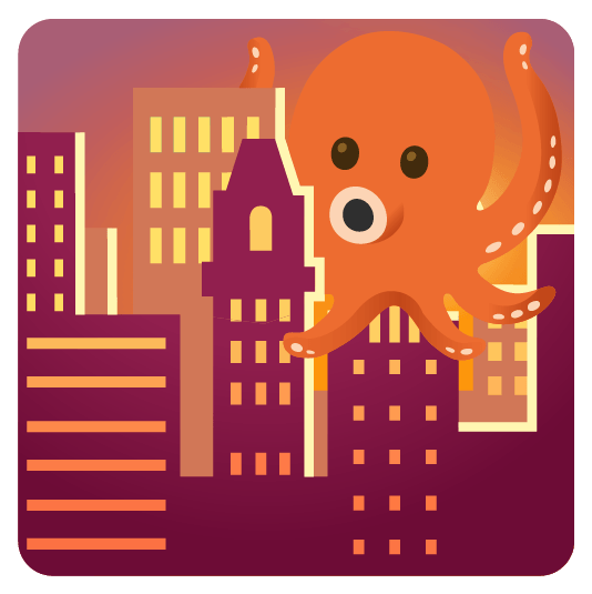 city sunrise octopus