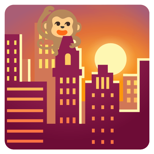 city sunrise monkey face