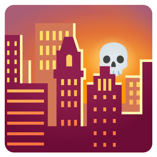 city sunrise skull