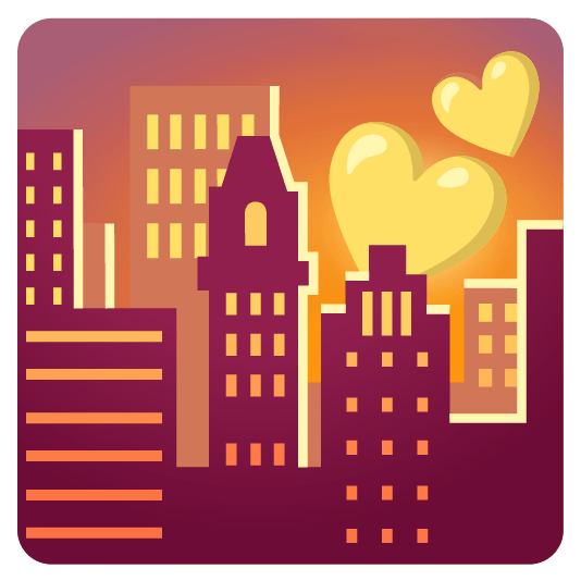 city sunrise two hearts