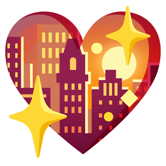 city sunrise sparkling heart