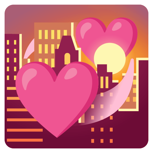 city sunrise revolving hearts