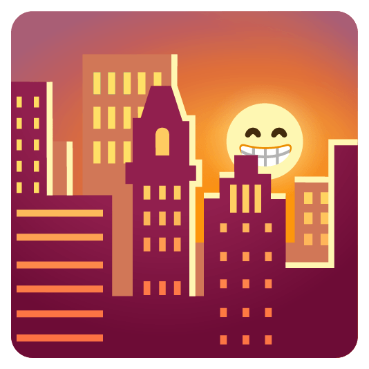 city sunrise grin