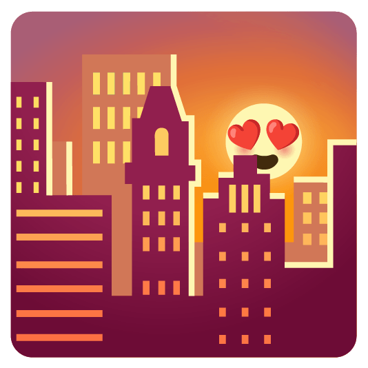 city sunrise heart eyes