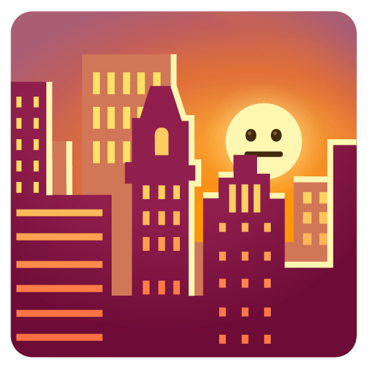 city sunrise neutral face