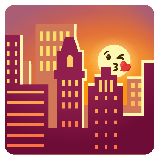 city sunrise kissing heart