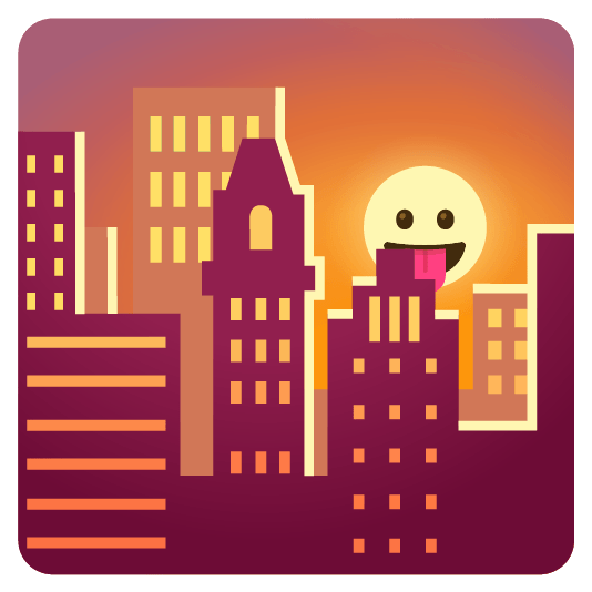 city sunrise stuck out tongue