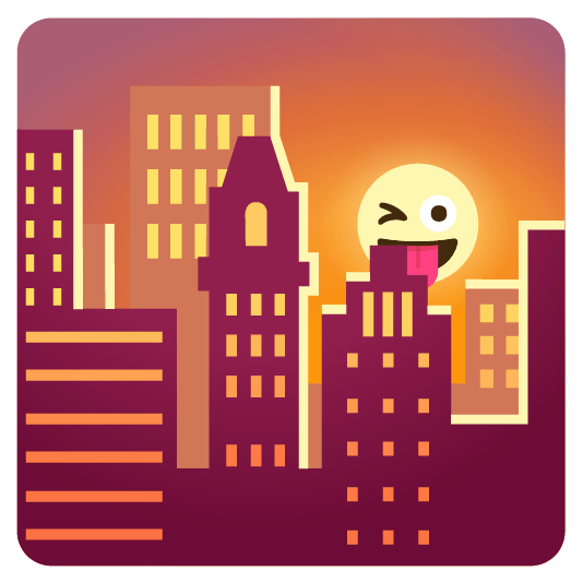 city sunrise stuck out tongue winking eye
