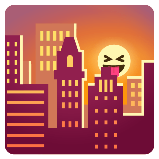 city sunrise stuck out tongue closed eyes