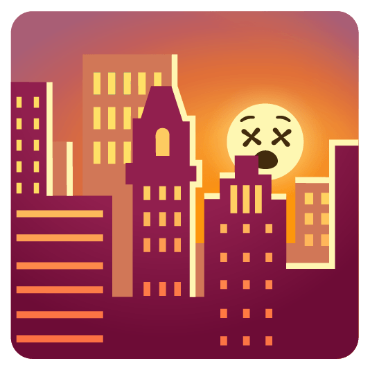 city sunrise dizzy face