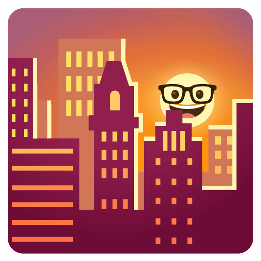 city sunrise nerd face