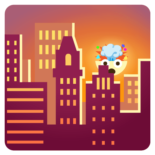 city sunrise exploding head