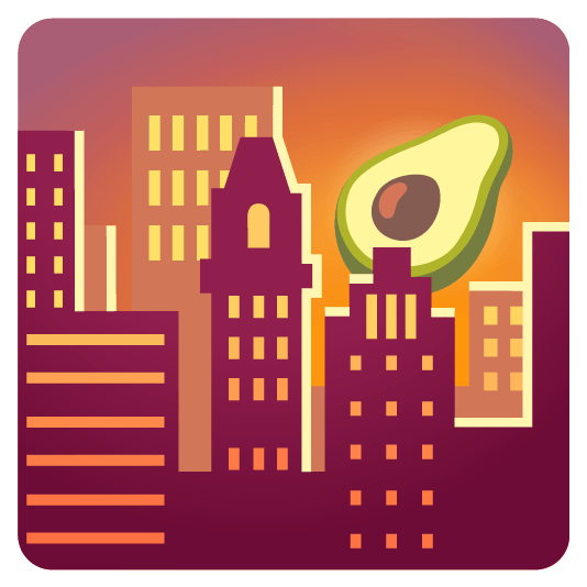 city sunrise avocado