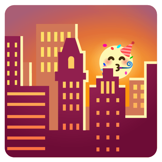 city sunrise partying face