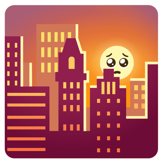 city sunrise pleading face