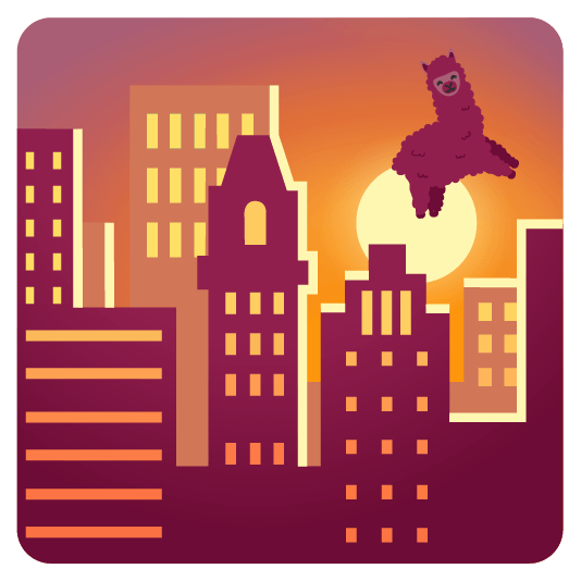 city sunrise llama