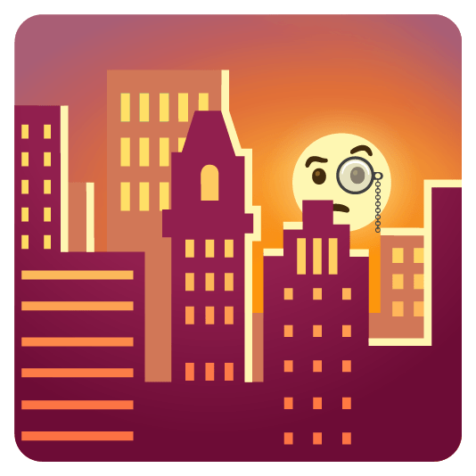 city sunrise face with monocle