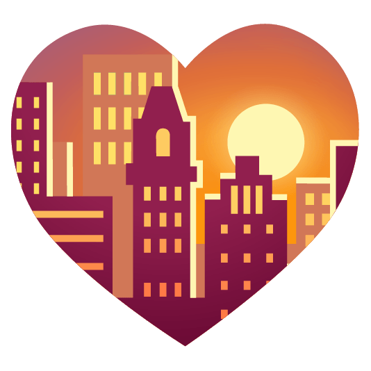 city sunrise hearts