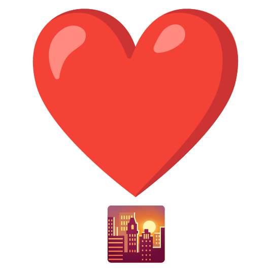 city sunrise heavy heart exclamation mark ornament