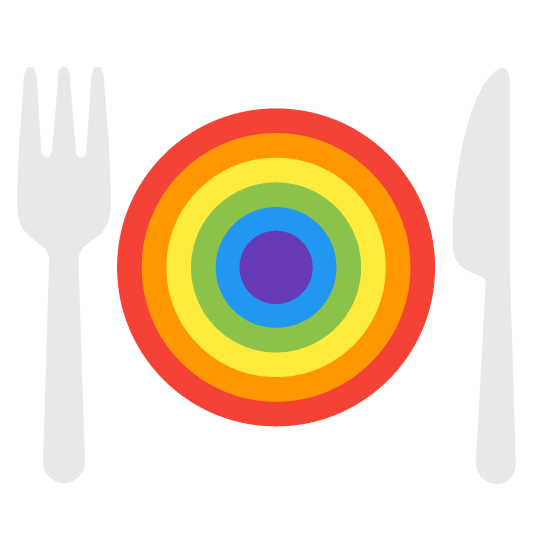 rainbow knife fork plate