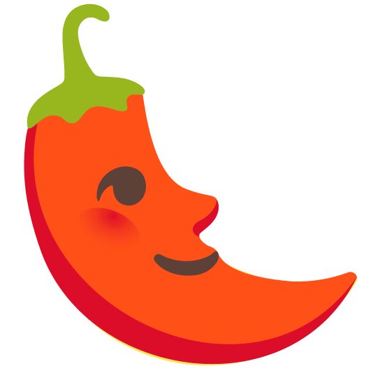 last quarter moon with face hot pepper