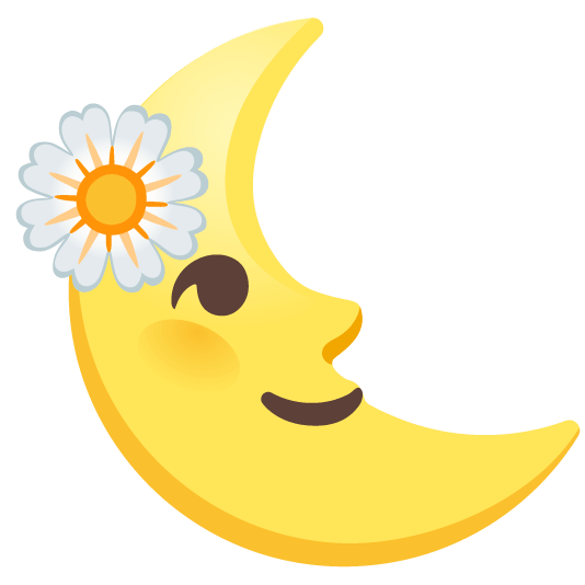 last quarter moon with face blossom