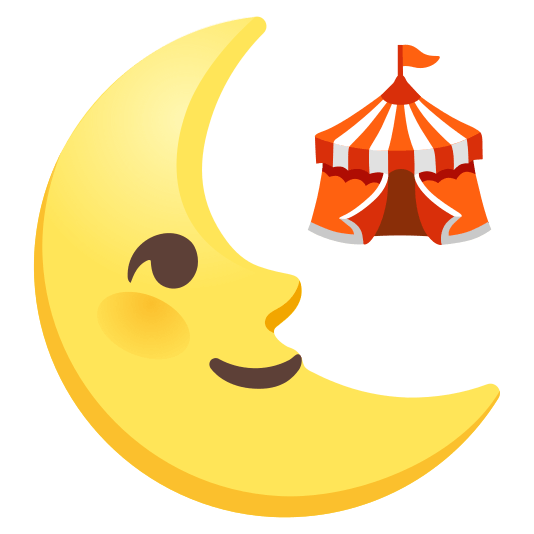 last quarter moon with face circus tent