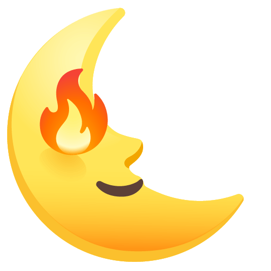 last quarter moon with face fire