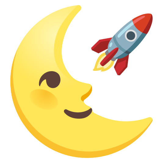 last quarter moon with face rocket