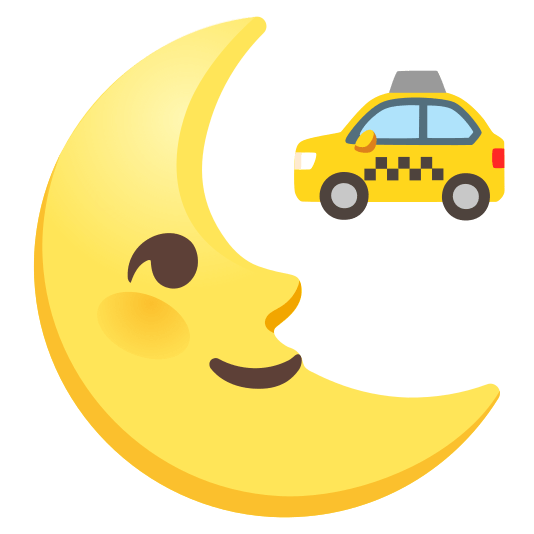 last quarter moon with face taxi