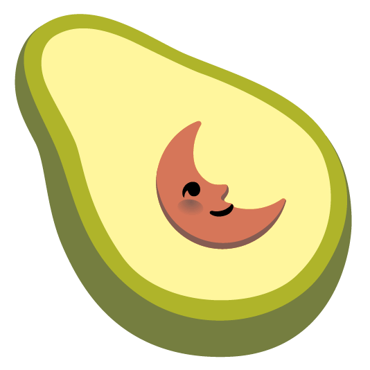last quarter moon with face avocado