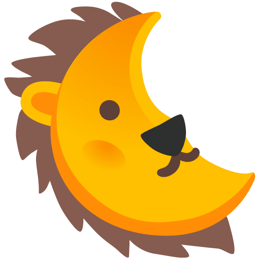 last quarter moon with face lion face