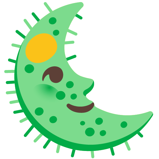 last quarter moon with face microbe