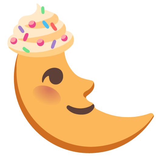 last quarter moon with face cupcake