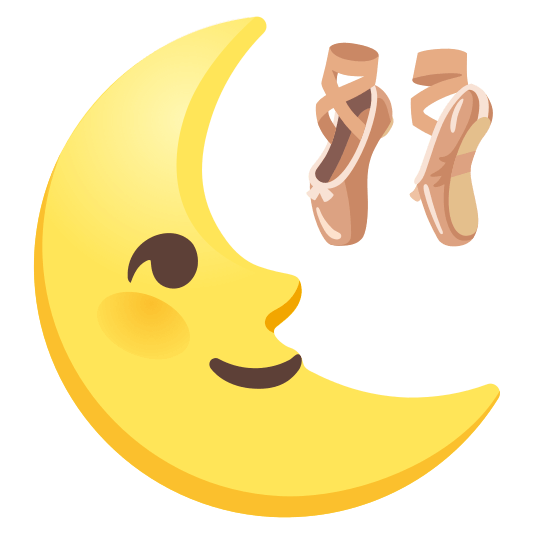 last quarter moon with face ballet shoes