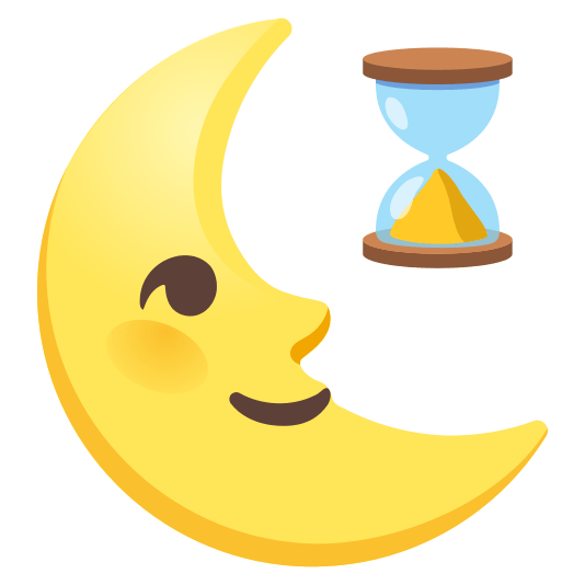 last quarter moon with face hourglass