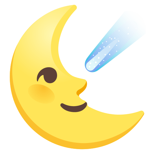 last quarter moon with face comet