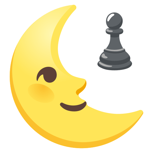 last quarter moon with face chess pawn