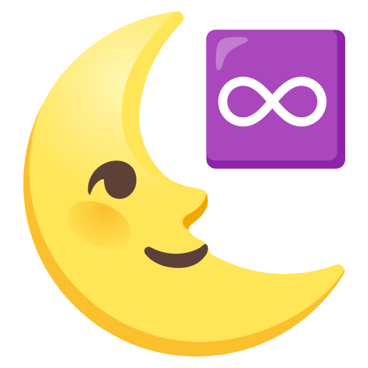 last quarter moon with face infinity