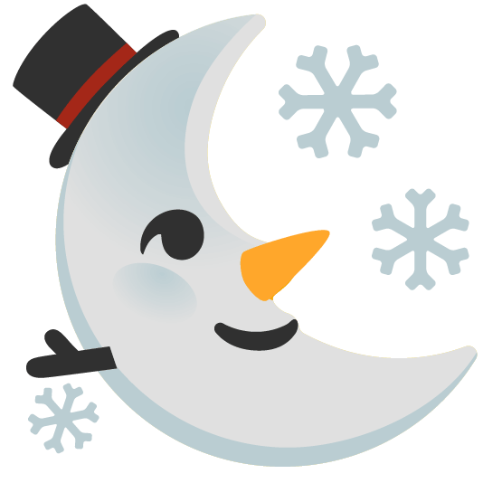 last quarter moon with face snowman without snow