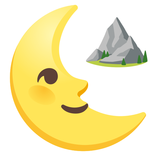 last quarter moon with face mountain