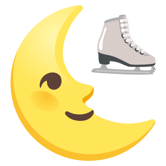 last quarter moon with face ice skate