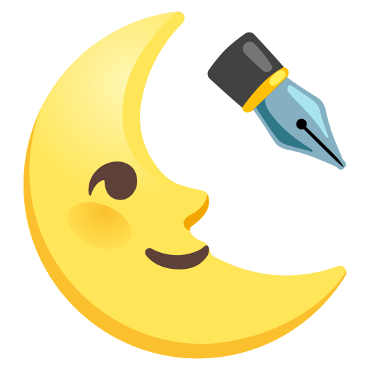 last quarter moon with face black nib