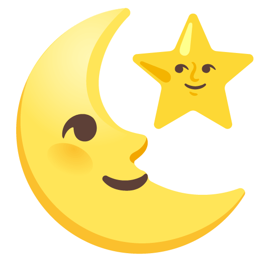 last quarter moon with face star