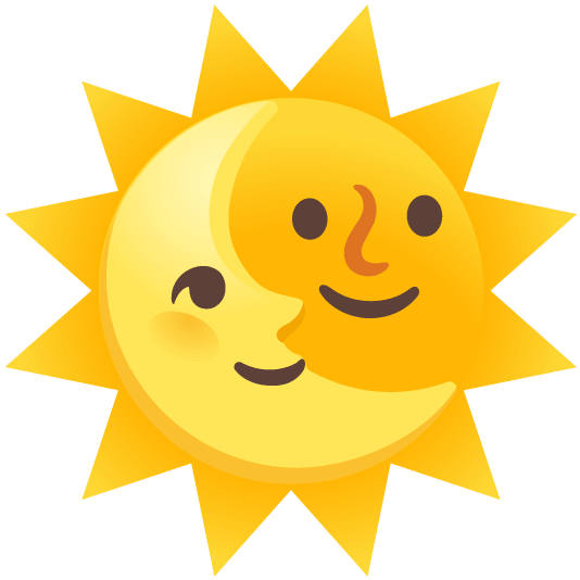 sun with face last quarter moon with face