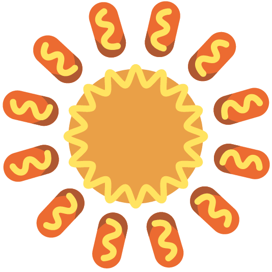 sun with face hotdog