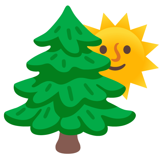 sun with face evergreen tree