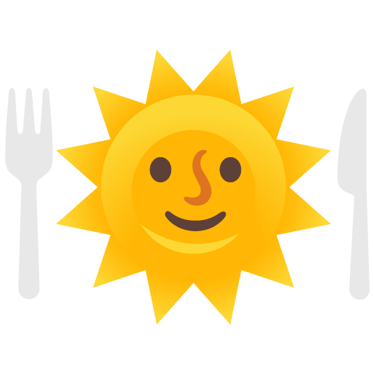 sun with face knife fork plate