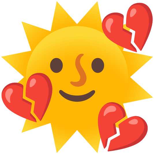 sun with face broken heart