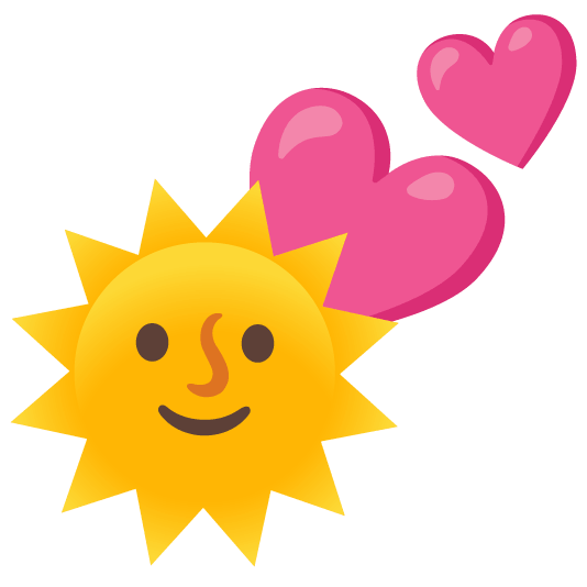 sun with face two hearts
